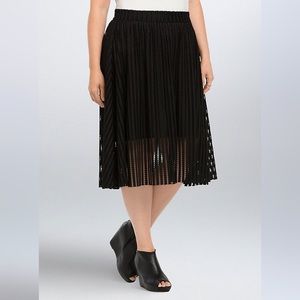 TORRID Black Mesh Stripe A-Line Midi Skirt SZ 18